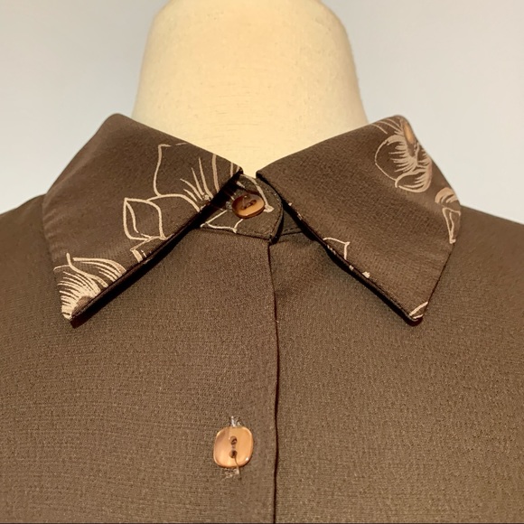 Vintage 1970's Brown Floral Blouse - Picture 6 of 12